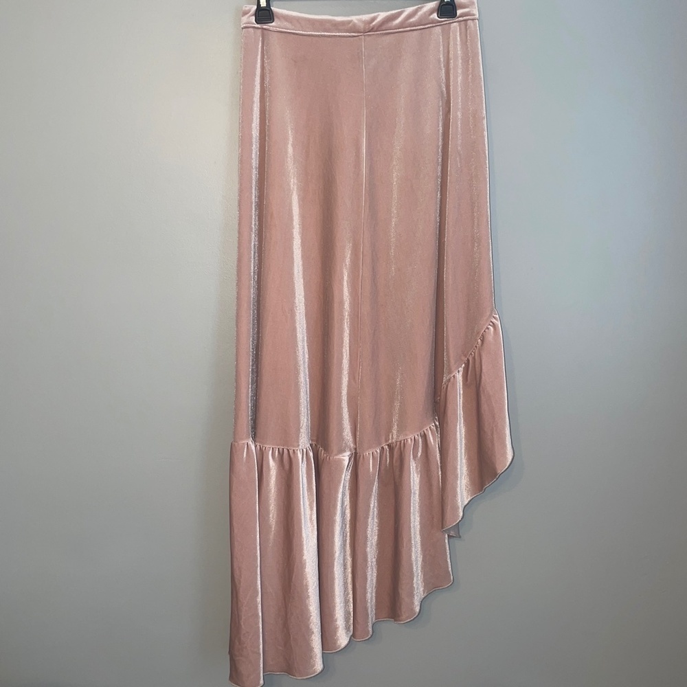 EUC Mia Joy by Joyfolie Blush Pink Velvet Ruffle Skirt Size Small - Picture 2 of 9
